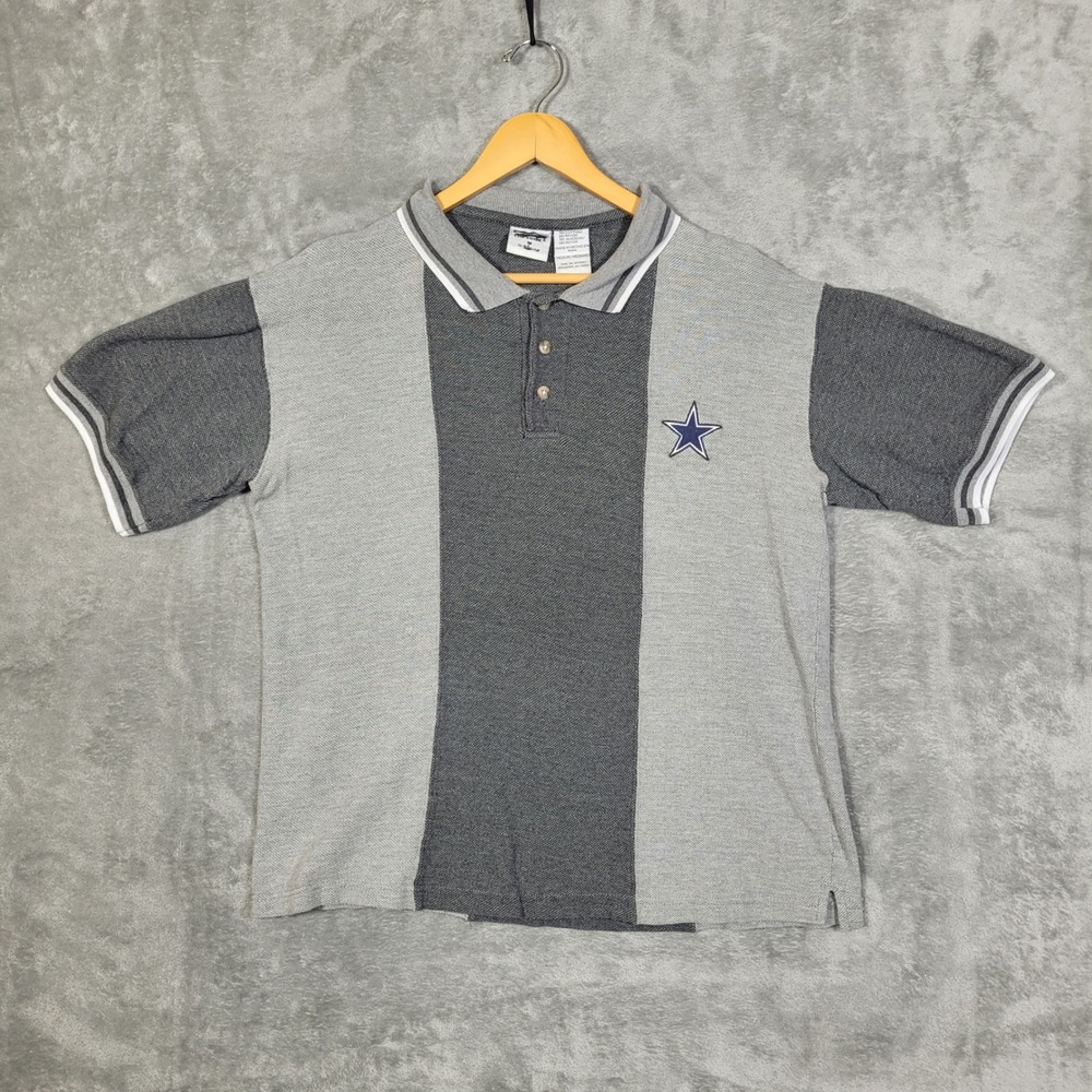 Vintage Dallas Cowboys Polo Shirt Mens M NFL Embroidered Logo Colorblock 90s Y2K